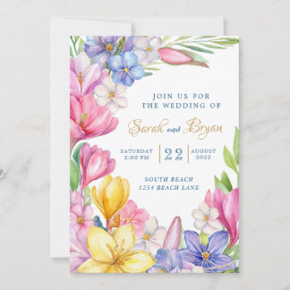 Convites Pastel Primavera Tulips Crocus Invitation