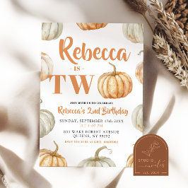 Convites Pastel Pumpkin Queda Gênero segundo aniversário ne