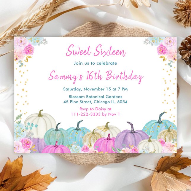 Convites Pastel Pumpkins Confetti Doce Dezesseis (Criador carregado)