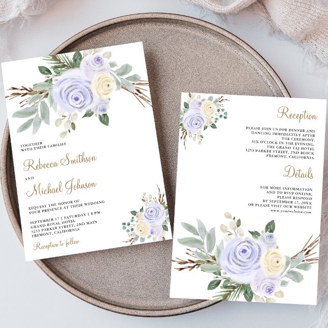 Convites Pastel Purple Floral Tudo em Um Casamento (Criador carregado)