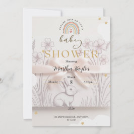 Convites Pastel Rainbow Baby Shower Invitation Custom Edita