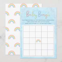 Convites Pastel Rainbow & Clouds Baby Bingo