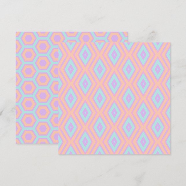 Convites Pastel Rainbow Diamantes e Honeycomb (Frente/Verso)