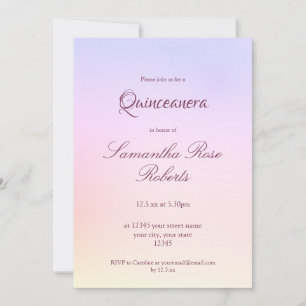 Convites Pastel Rainbow Holográfico Elegante Quinceanera