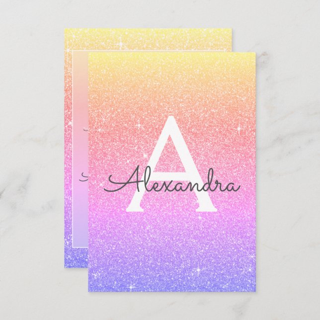 Convites Pastel Rainbow Sparkle Glitter 50ª Festa de aniver (Frente/Verso)