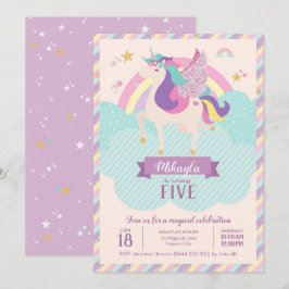 Convites Pastel Rainbow Unicorn Magic Birthday Cute