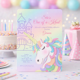 Convites Pastel Rainbow Unicorn Magical Birthday