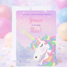 Convites Pastel Rainbow Unicorn Magical Birthday