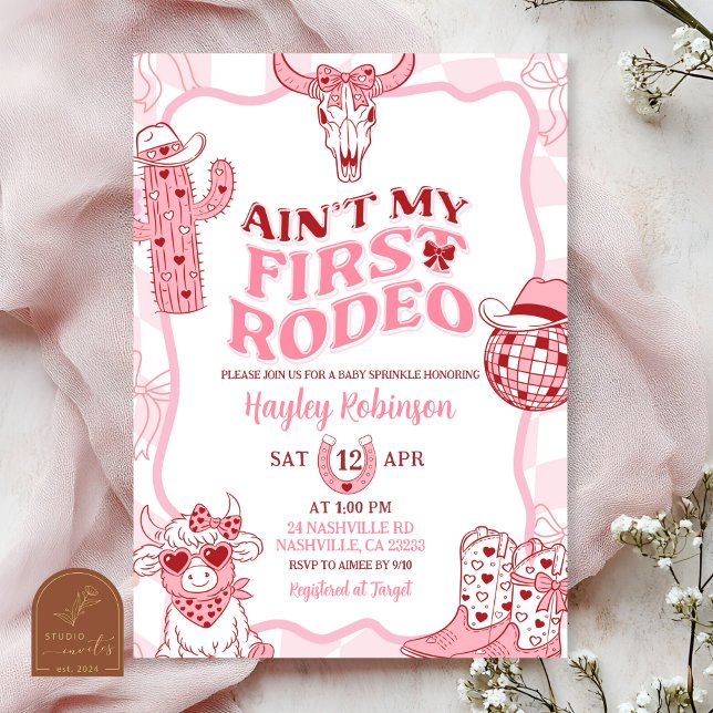 Convites Pastel Retro Ain't My First Rodeo Baby Sprinkle (Criador carregado)
