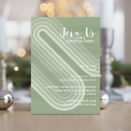 Convites Pastel Retro Curvy Lines Juniper - Partido Feriado