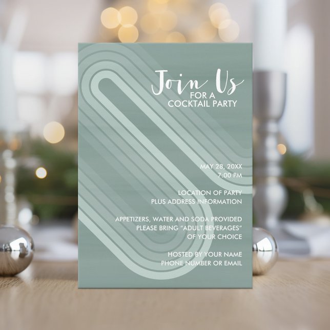 Convites Pastel Retro Curvy Lines Pastel - Partido Feriado (Holiday invitation with boho stripes and pastel colors.)