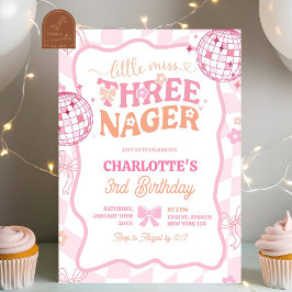 Convites Pastel Retro Rainbow Little Miss Threenager