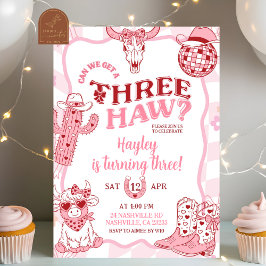 Convites Pastel Retro Threehaw Cowgirl Birthday party