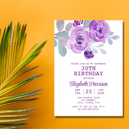 Convites Pastel Rosa Floral Greenery aniversário de 30 anos