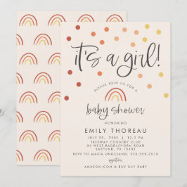 Convites Pastel Rosa Terracotta Rainbow É uma garota