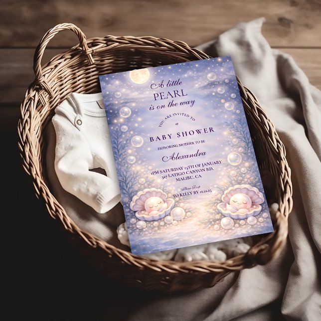 Convites Pastel Seashell Pearl Baby Shower (Criador carregado)