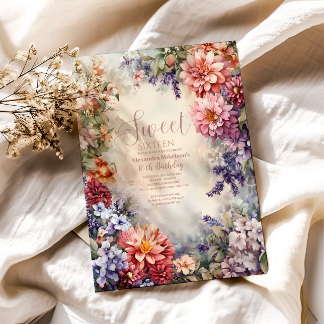 Convites Pastel Selvagens Whimsical Sweet 16 (Criador carregado)