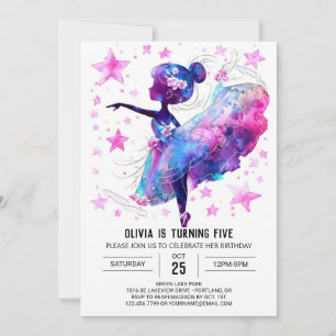 Convites Pastel Simple Ballerina Birthday