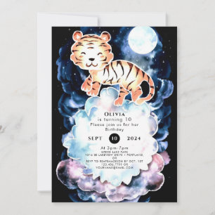 Convites Pastel Simple Tiger Birthday