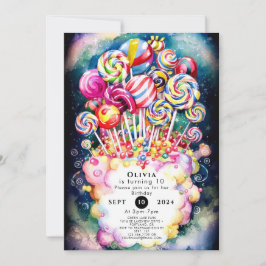 Convites Pastel Sprinkle Candyland Aniversário