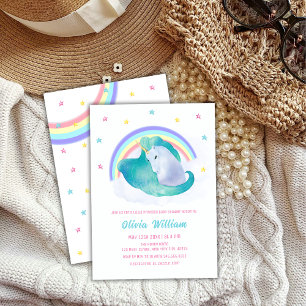 Convites Pastel Stars Unicorn Chá de fraldas Arco-Íris