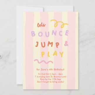 Convites Pastel Stripe Girls Bounce Jump Play Party
