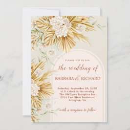 Convites Pastel Suave Flores Pampas Grass Boho Casamento