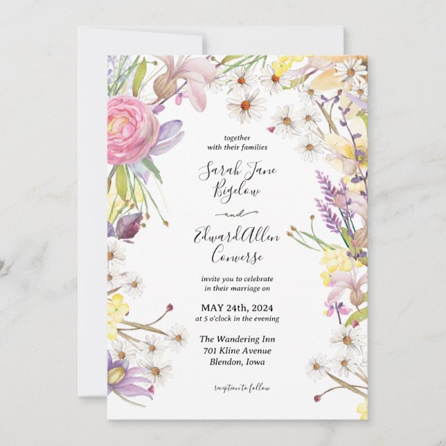 Convites Pastel Summer Floral Wedding (Frente)