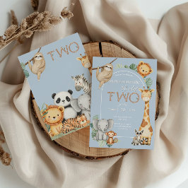 Convites Pastel Tropical Selvagem Dois Animais Safari da Se