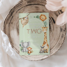 Convites Pastel Tropical Selvagem Dois Animais Safari Jungl