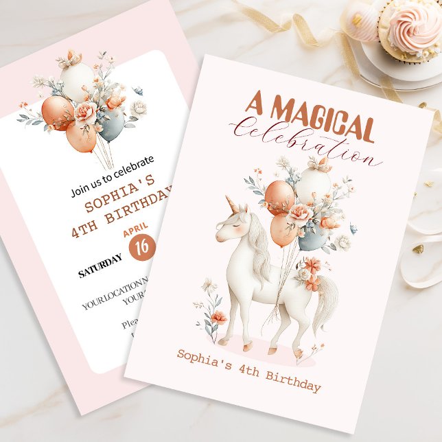 Convites Pastel Unicorn Aniversário (Criador carregado)