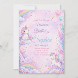 Convites Pastel Unicorn Birthday Invitation Editable