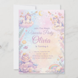 Convites Pastel Unicorn Birthday Invitation Editable