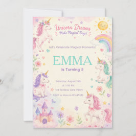 Convites Pastel Unicorn Birthday Invitation Template