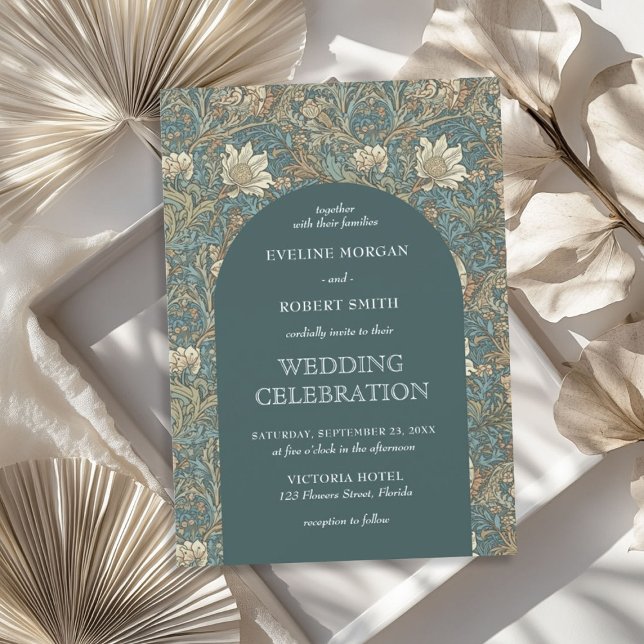 Convites Pastel verde marfim floral Art Nouveau (Elegant pastel green ivory floral Art Nouveau Invitation)