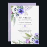 Convites Pastel Violet e Plum Floral Bat Mitzvah<br><div class="desc">Anemone floral bat mitzvah convite em matizes violetas pastel.</div>