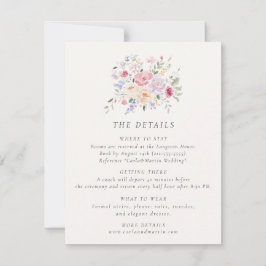 Convites Pastel Watercolor Floral Wedding Details Card