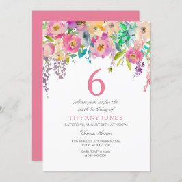 Convites Pastel Watercolor Flowers Girls 6 Festa de anivers