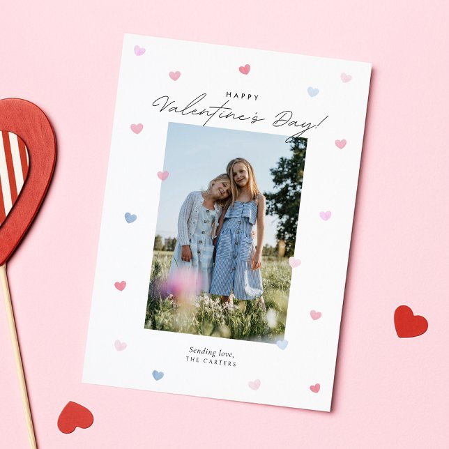 Convites Pastel Watercolor Hearts  Valentine’s Day Card (Criador carregado)