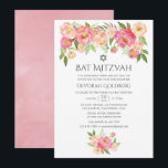 Convites Pastel Watercolor Peonies Bat Mitzvah<br><div class="desc">Pastel pêssego e pincel cor-de-água rosa peonies bat mitzvah convite projetado para ser rápida e facilmente personalizável para suas especificidades de evento.</div>