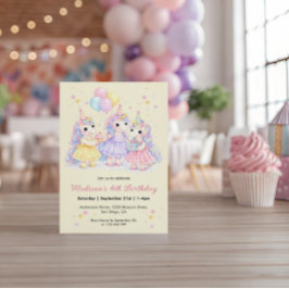 Convites Pastel Watercolor Unicorn Girls Birthday