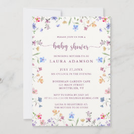 Convites Pastel Watercolor Wildflowers Garden Baby Shower