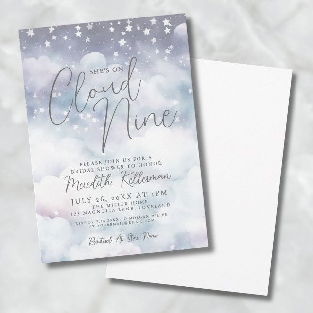 Convites Pastel Whimsical Ela está no Chá de panela Cloud N (Whimsical Pastel She's On Cloud Nine Bridal Shower Invitation)