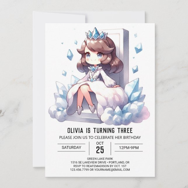 Convites Pastel Whimsical Princess Birthday (Frente)