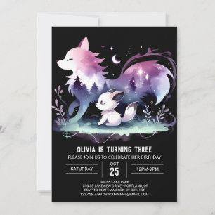 Convites Pastel Whimsy Wolf Birthday