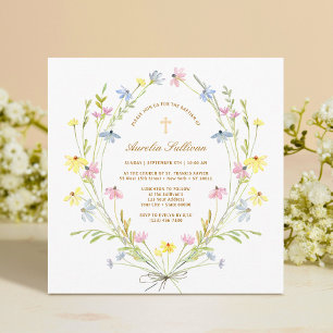Convites Pastel Wildflower Baptism