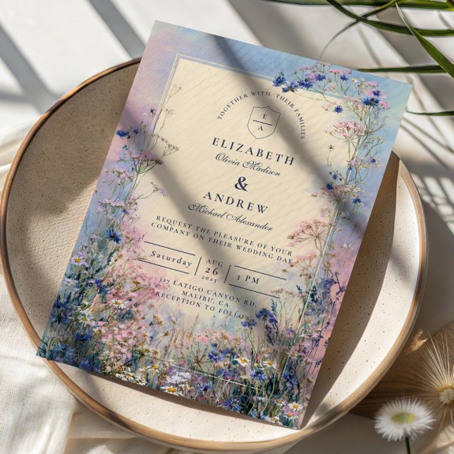 Convites Pastel Wildflower Meadow Wedding (Criador carregado)