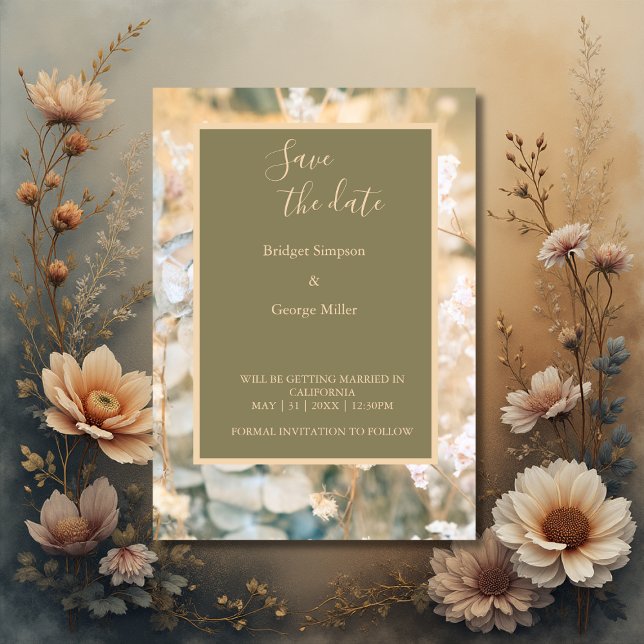 Convites Pastel Wildflower Meadow Weding segura data (Criador carregado)