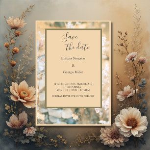 Convites Pastel Wildflower Meadow Weding segura data