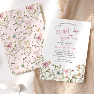 Convites Pastel Wildflower Primavera Sweet 16
